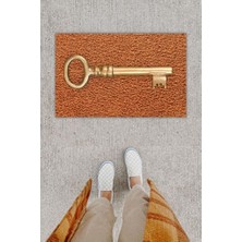 Modfex Dijital Baskı Dekoratif Anahtar Kahverengi Kapı Önü Paspası K-1240