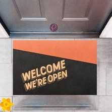 Modfex Kapı Önü Paspası Dekoratif Dijital Baskı Welcome We're Open P-2337