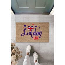 Modfex Dijital Baskı Kahverengi London My Love Paspas K-3154