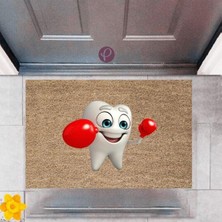 Modfex Kapı Önü Paspası Dekoratif Dijital Baskı Gülen Diş P-2429