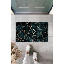 Modfex Dijital Modern Yeşil-Gold Kapı Paspası Dış Mekan Paspas K-3129