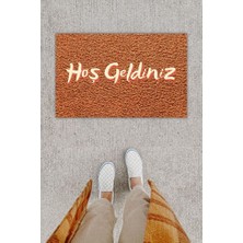 Modfex Dijital Baskı Dekoratif Hoş Geldiniz Kahverengi Kapı Önü Paspası K-1231