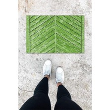 Modfex Dijital Baskı Yeşil Ahşap Kapı Desen Kapı Önü Paspası K-1050