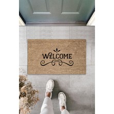Modfex 3D Baskı Özel Tasarım  Siyah Kapı Önü Paspası Motifli Welcome Desen Paspas