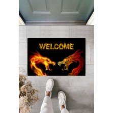 Modfex 3D Baskı Özel Tasarım  Siyah Welcome Ejderha  Kapı Paspası