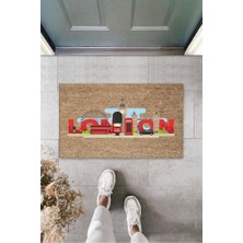 Miraxx Dijital Baskı Kahverengi London Yazılı Asker Paspas K-3151