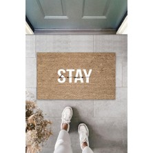 Miraxx Bej Kapı Önü Paspası Stay Home Desen  K-3311