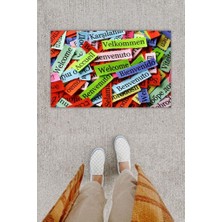 Miraxx Dijital Baskı Dekoratif Welcome Çok Renkli Kapı Önü Paspası K-1245