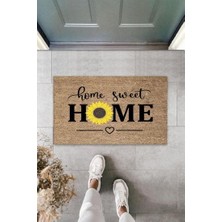 Miraxx Bej Kapı Önü Paspası Home Sweet Home Papatyalı Desen  K-3342
