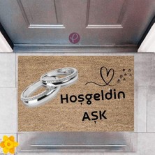 Miraxx Kapı Önü Paspası Dekoratif Dijital Baskı Hoşgeldin Aşk P-2439