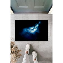 Modfex 3D Baskı Özel Tasarım  Siyah Mavi Gitar  Paspas