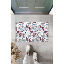 Miraxx Dijital Baskı Çok Renkli London Travel Paspas K-3074