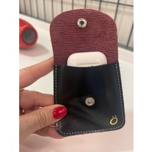 Pinkylola Design Ö Harfli Kare Model Bordo (Epi Baskılı ) & Siyah Hakiki Deri Mini Bozuk Para Cüzdanı Airpod