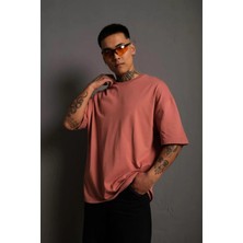 Tarz Yeri Erkek 24/1 Düz Kalite Oversize T-Shirt - Gül Kurusu