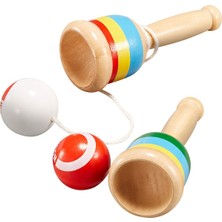 Pdrplnt Klasik Ahşap Kendama Kupası Top Atma Yakalama Oyunu Kırmızı (Yurt Dışından)