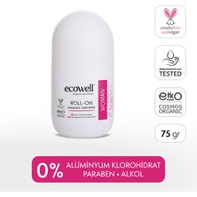 Ecowell Kadın Roll-on Deodorant, Organik & Vegan Sertifikalı, Dermatolojik Olarak Test Edilmiştir, 75ml