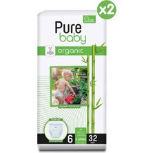 Pure Baby Organik Bambu Özlü Külot Bez 2'li Paket 6 Numara xlarge 64 Adet