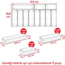 Color House 11'Li Set Kaşıklık Mutfak Çekmece Içi Düzenleyici Modüler Makyaj Takı Banyo Hobi Buzdolabı Ilaç Organizer