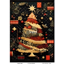 My Hobby Y694 Yeniyıl, Çam, Ağaç Desenli Pirinç Dekopaj 30X42