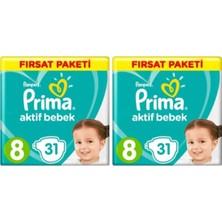 Prima Aktif Bebek 8 Numara 17+kg 31 Adet x 2 Paket