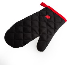 Pamuk Gabardin Siyah Kare Desenli Isıya Dayanıklı Makinede Yıkanabilir Tekli Mutfak Eldiveni