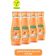 Komili Şeftali Rüyası Vegan Duş Jeli 4'lü Set - Şeftali ve Yaz Meyveleri Kokulu - 4 x 500 ml