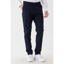 İmza Koyu Lacivert Pamuklu Likralı Yan Cepli Comfort Fit Rahat Kesim Casual Pantolon 1003235154