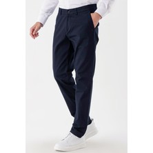İmza Koyu Lacivert Pamuklu Likralı Yan Cepli Comfort Fit Rahat Kesim Casual Pantolon 1003235154
