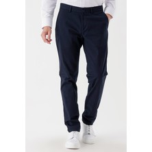 İmza Koyu Lacivert Pamuklu Likralı Yan Cepli Comfort Fit Rahat Kesim Casual Pantolon 1003235154