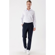 İmza Koyu Lacivert Pamuklu Likralı Yan Cepli Comfort Fit Rahat Kesim Casual Pantolon 1003235154