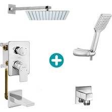 E.C.A Eca Ankastre Gömme Banyo Bataryası Duş Seti  Tüm Parçalar Dahil 30X30 Başlık