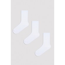 3 Çift Pamuklu Ribli Soket Çorap