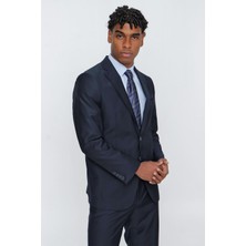 Lacivert Gabardin Mono Yaka Astarlı 4 Drop Comfort Fit Rahat Kesim Basic Takım Elbise 1001235009