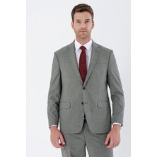 İmza Koyu Bej Desenli Mono Yaka 4 Drop Comfort Fit Rahat Kesim Klasik Takım Elbise 1001235162