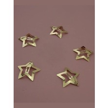Mazen 5'li Yıldızlı Sarı Çıtçıt Toka Gold Renk Metal Yıldız Toka 3 cm