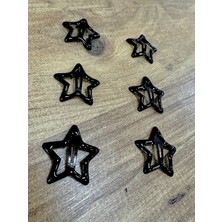 Mazen 6'lı Siyah Yıldızlı Çıtçıt Toka 3 cm