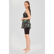 Alfasa Desenli Askılı Yarı Kapalı Mayo