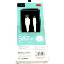 1 Metre - Beyaz - Output: 3A -Mıcro Usb- Samsung Ile Uyumlu - Yüksek Elastikiyet Şarj Kablosu
