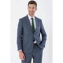 İmza Lacivert Desenli Mono Yaka 6 Drop Comfort Fit Rahat Kesim Klasik Takım Elbise 1001235163