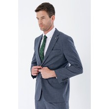 İmza Lacivert Desenli Mono Yaka 6 Drop Comfort Fit Rahat Kesim Klasik Takım Elbise 1001235163