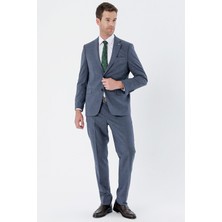 İmza Lacivert Desenli Mono Yaka 6 Drop Comfort Fit Rahat Kesim Klasik Takım Elbise 1001235163