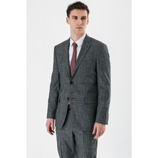İmza Siyah Ekoseli Mono Yaka Likralı 6 Drop Comfort Fit Rahat Kesim Klasik Takım Elbise 1001240165