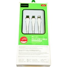 1 Metre Kalın Silikon 3'lü Şarj Kablosu - Her Telefonla Uyumludur -Mıcro Usb//type-C