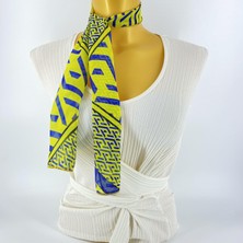 Tedz Collection Paredora  Geometrik Desenli Sarı Lacivert Kısa Fular