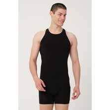 FSM1453 Erkek Pamuklu Süprem Penye Slim Fit Halter Yaka Sporcu Likarlı Atlet - 1005