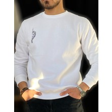 ZY Khan Zykhan Unisex Bisiklet Yaka Aslan Baskılı Sweatshirt