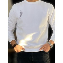 ZY Khan Zykhan Unisex Bisiklet Yaka Aslan Baskılı Sweatshirt