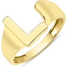 Fiyonk Kuyumculuk 14 Ayar Altın Taşsız L Harfli Yüzük