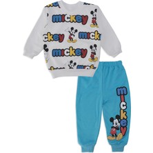 Bebelop Erkek Bebek Mickey Mouse Baskılı Yazılı 2'li Alt Üst Takım