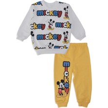 Bebelop Erkek Bebek Mickey Mouse Baskılı Yazılı 2'li Alt Üst Takım